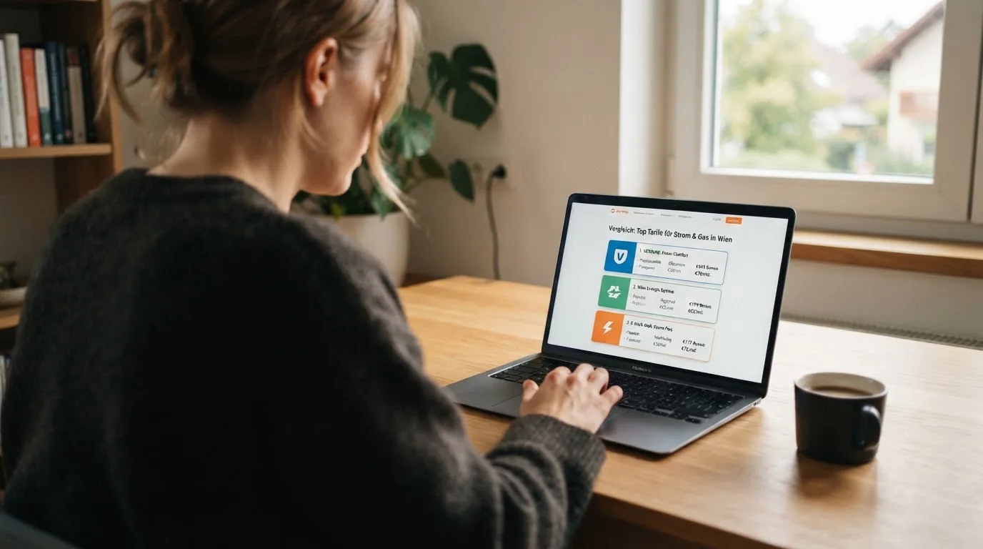 Person am Laptop liest eine Übersichtsseite zu Glücksspielen im Internet — beste online casinos österreich mit no deposit bonus