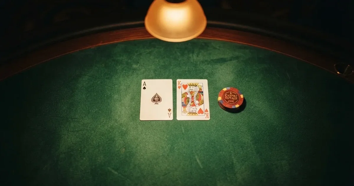 Beleuchteter Spieltisch mit Karten, von oben gesehen — casino mit hoher gewinnchance